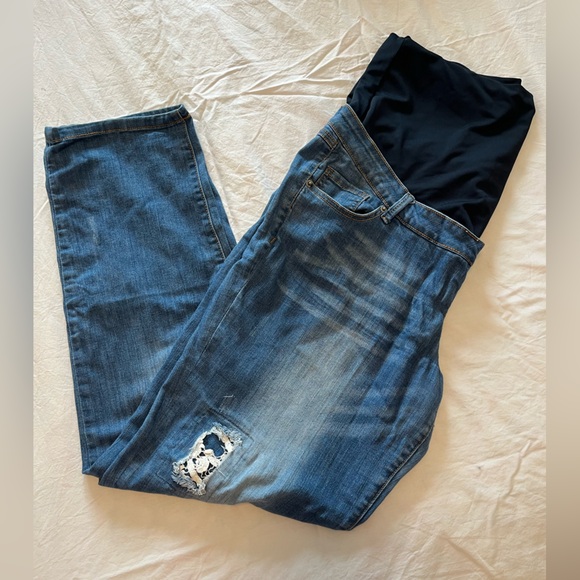 Thyme and maternity straight leg jeans with decorative patch XXL - Picture 1 of 4